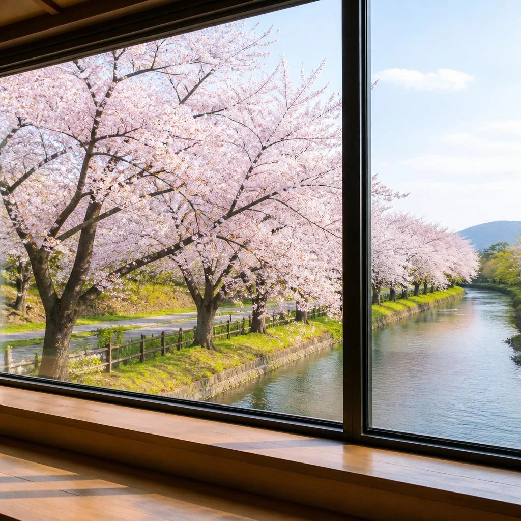 桜並木の景色